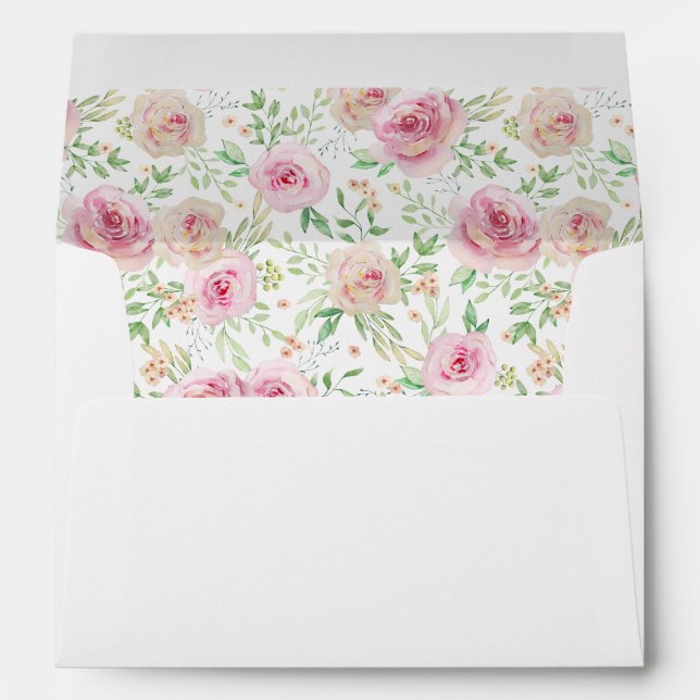 Elegant Blush Pink Roses Envelope (Back (Bottom))