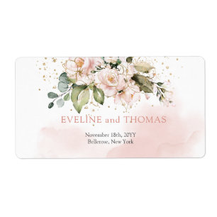 Elegant blush pink roses eucalyptus gold sparkles