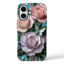 Elegant Blush Pink Roses in Stained Glass Art