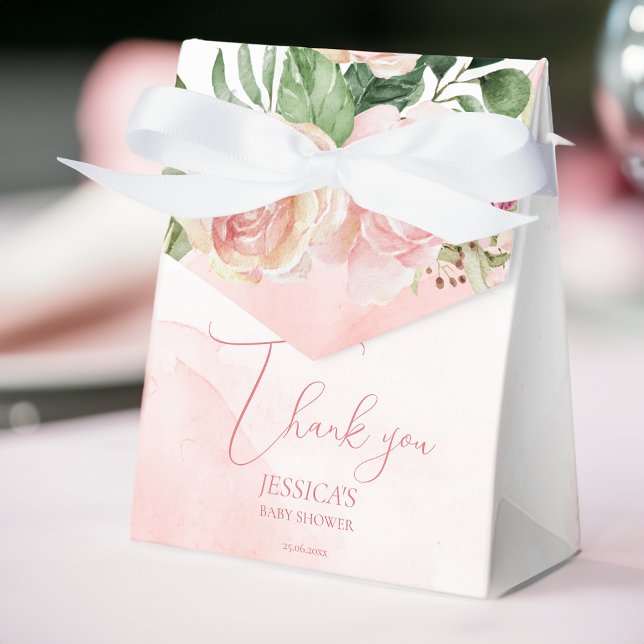 Elegant blush pink roses it's a girl baby shower favour box (Elegant blush pink roses it's a girl baby shower favors personalized favor boxes)