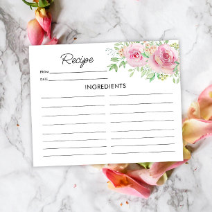 Elegant Blush Pink Roses Recipe Card