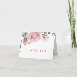 Elegant Blush Pink Roses Thank You Card