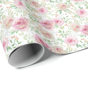 Elegant Blush Pink Roses Wrapping Paper