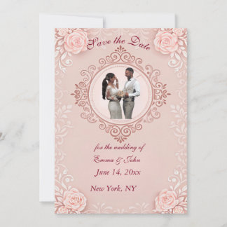 Elegant Blush Pink Save the Date Card
