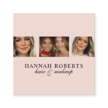 Elegant Blush Pink Script 3 Photo Hair Makeup