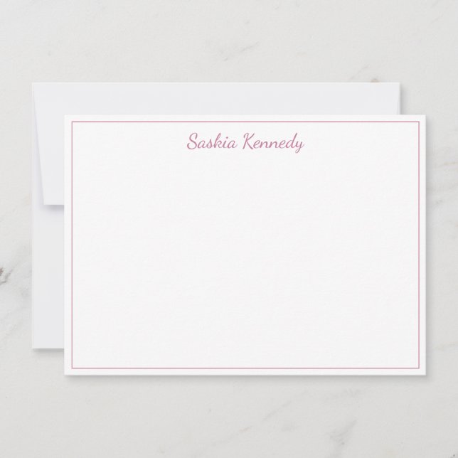 Elegant Blush Pink Script Border Personalised Card (Front)