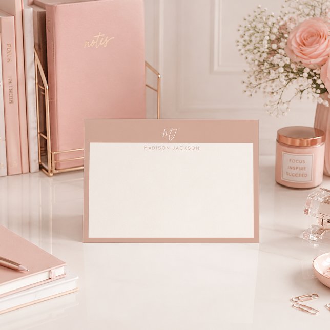 Elegant Blush Pink Script Monogram Card (Creator Uploaded)