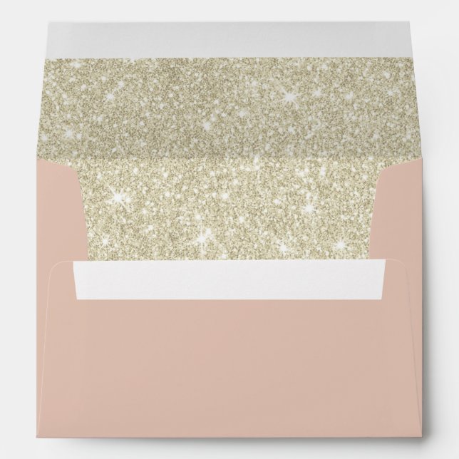 Elegant Blush Pink & Shimmer Ivory Glitter Envelopes (Back (Bottom))