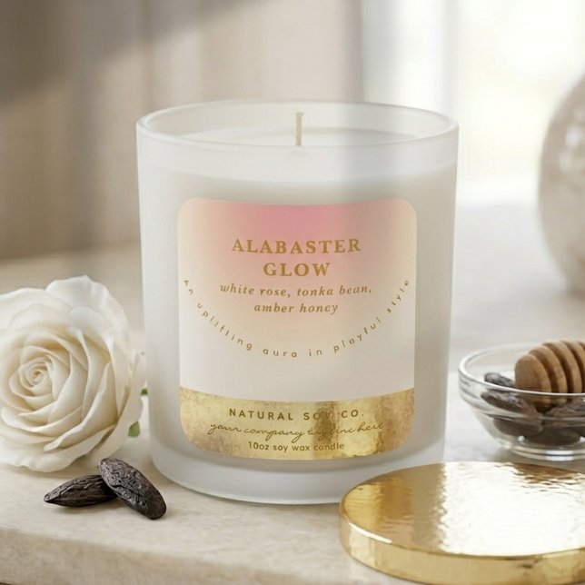 Elegant Blush Pink Shiny Gold Ombre Candle Label (Elegant Blush Pink Shiny Gold Ombre Candle Label)