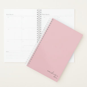 Elegant Blush Pink Simple Minimalist Personalised Planner