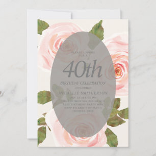 Elegant Blush Pink Springtime Floral 40th Birthday Invitation