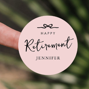 Elegant Blush Pink Staff Retirement Party Favour Classic Round Sticker