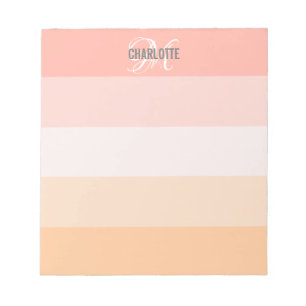 Elegant blush pink striped monogram name notepad