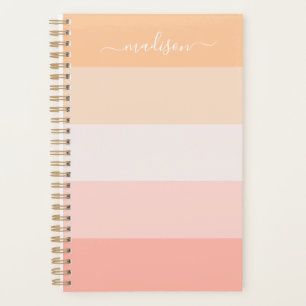 Elegant blush pink striped script name planner