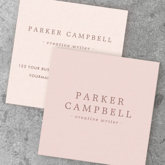 Elegant blush pink stylish minimalist square business card (Creator Uploaded)