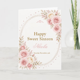 Elegant Blush Pink Sweet 16 Card