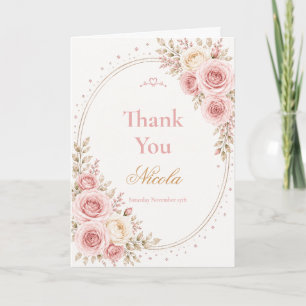 Elegant Blush Pink Sweet 16 Thank You Card