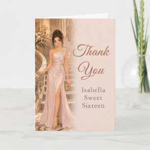 Elegant Blush Pink Sweet 16 Thank You Card: Card