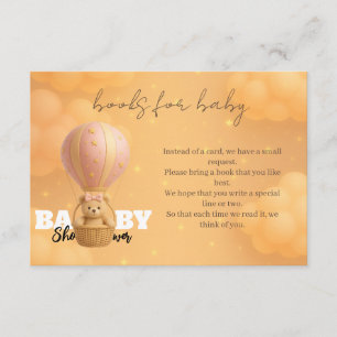 Elegant Blush Pink Teddy Bear Books for Baby Enclosure Card