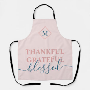 Elegant blush pink thankful grateful blessed apron