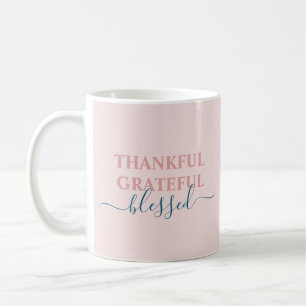 Elegant blush pink thankful grateful blessed coffee mug