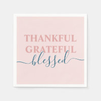 Elegant blush pink thankful grateful blessed