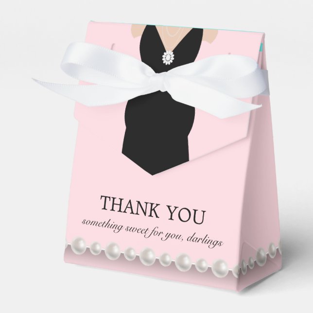 Elegant Blush Pink Tiffany Theme Baby Shower Favour Box (Front Side)