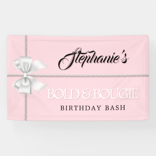 Elegant Blush Pink Tiffany Theme Birthday Party Banner (Horizontal)