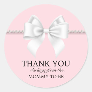 Elegant Blush Pink Tiffany Theme Thank You Classic Round Sticker