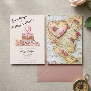 Elegant Blush Pink Travel Adventure Bridal Shower  Invitation