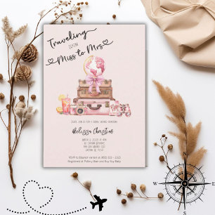 Elegant Blush Pink Travel Adventure Bridal Shower  Invitation