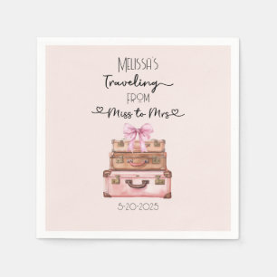 Elegant Blush Pink Travel Adventure Bridal Shower Napkin
