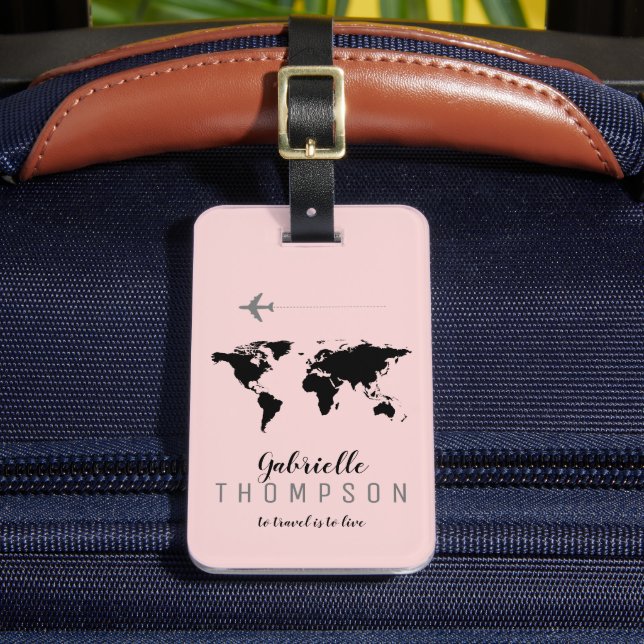 Elegant Blush Pink Travel Luggage Tag (Front Insitu 2)