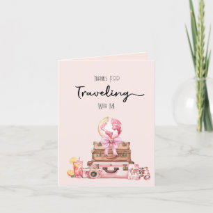 Elegant Blush Pink Travelling Bridal Shower Thank You Card