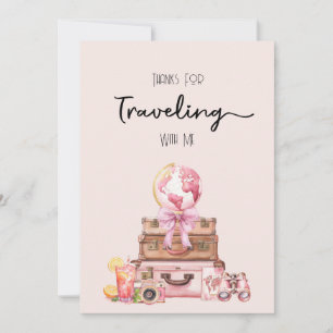 Elegant Blush Pink Travelling Bridal Shower Thank You Card