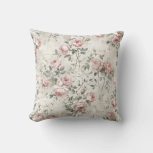 Elegant Blush Pink Vintage Cottagecore Floral Cushion