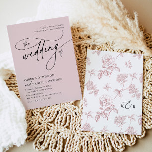 Elegant Blush Pink Vintage Floral Wedding Invitation