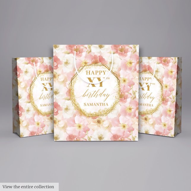 Elegant Blush Pink Watercolor Birthday Gift Bag (Elegant Blush Pink Watercolor Birthday Gift Bag)