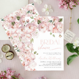 Elegant Blush Pink Watercolor Floral Bridal Shower Invitation