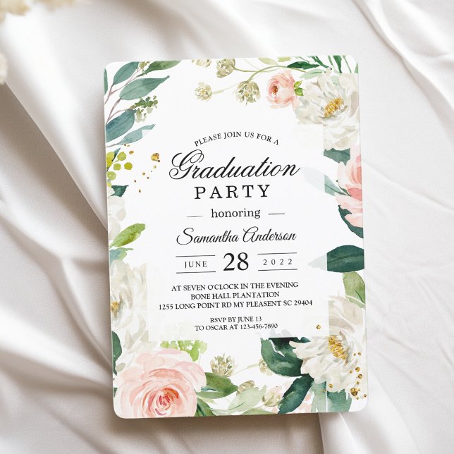 Elegant Blush Pink Watercolor Floral Frame Invitation (Creator Uploaded)