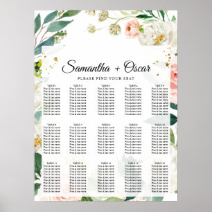 Elegant Blush Pink Watercolor Floral Frame Poster