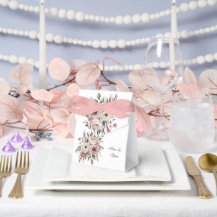 Elegant Blush Pink Watercolor Floral Wedding Favour Box