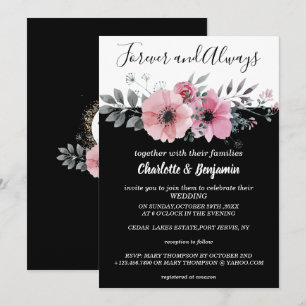 Elegant Blush Pink Watercolor Floral Wedding Invitation