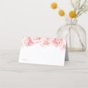 Elegant blush pink watercolor floral wedding place card