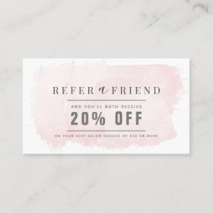 Elegant Blush Pink Watercolor Salon Referral Business Card