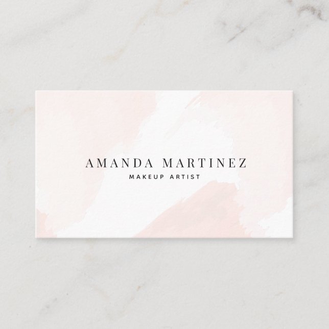 Elegant Blush Pink Watercolor Social Media Business Card (Front)