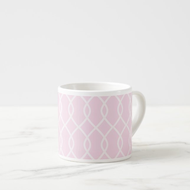 Elegant Blush Pink Wave Pattern Espresso Mug (Front Right)