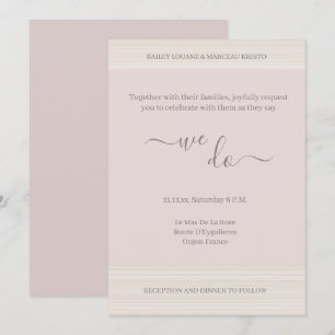 Elegant Blush Pink We Do WoodGrain Stripes Wedding Invitation