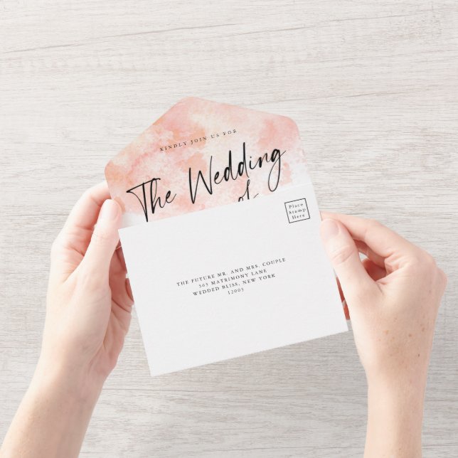 Elegant Blush Pink Wedding All In One Invitation (Opening)