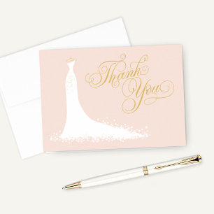 Elegant Blush Pink Wedding Gown Bridal Shower Thank You Card